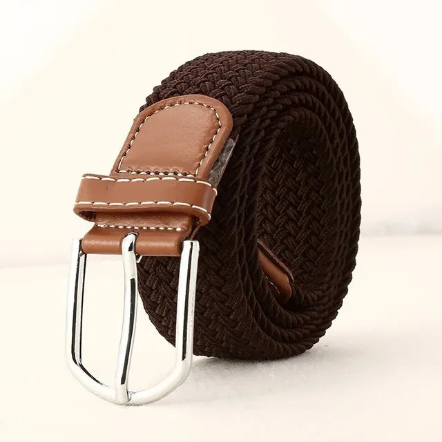 Elastic Leather Belt Alloy Buckle