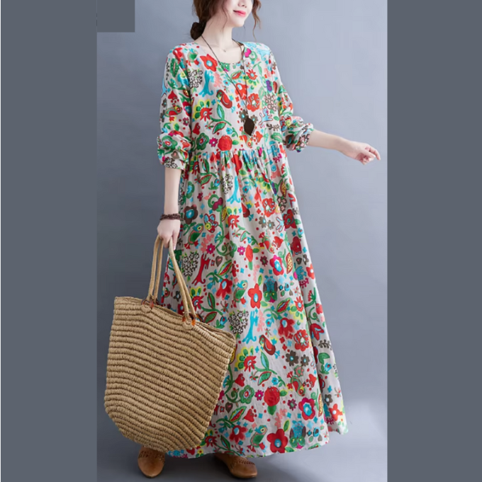 Floral Print Long Sleeve Dresses (Modest style dress)