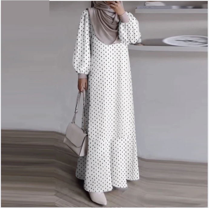 Floral Printed Modest Dress Fashion Puff Sleeve (Modest style dress)