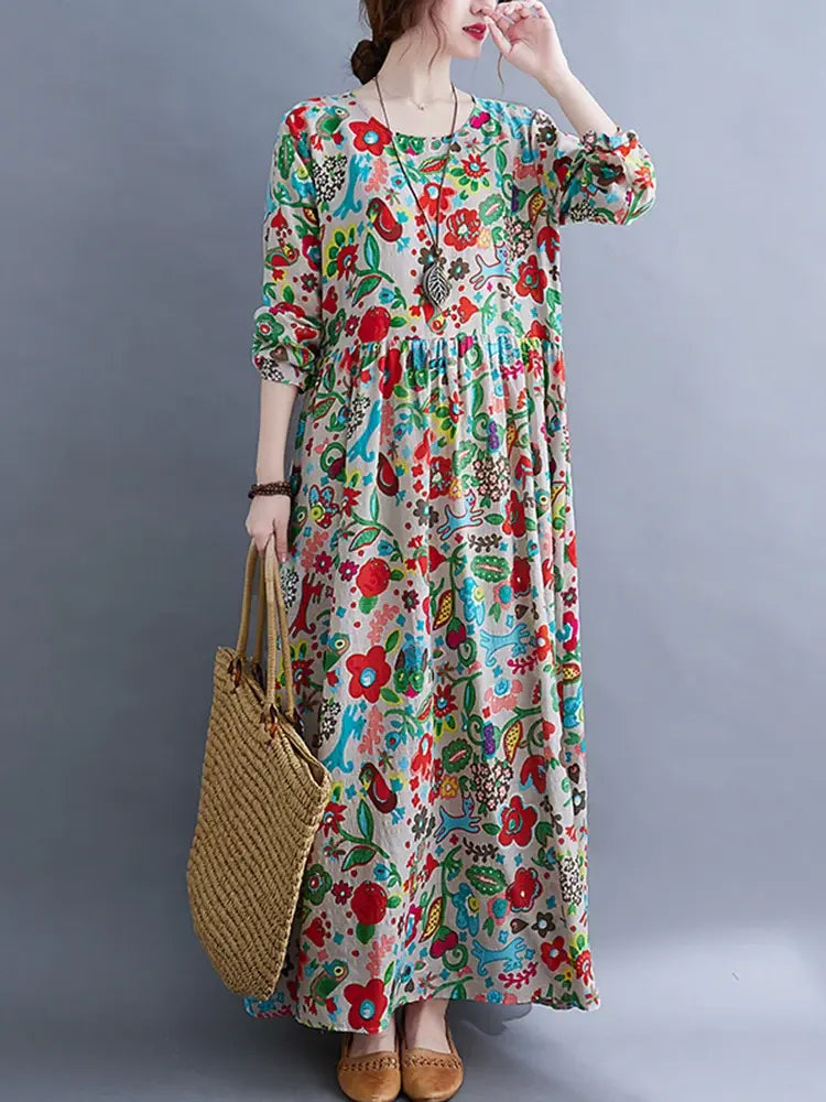 Floral Print Long Sleeve Dresses (Modest style dress)