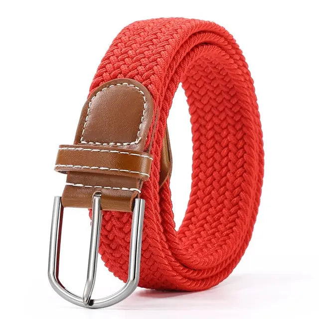 Elastic Leather Belt Alloy Buckle