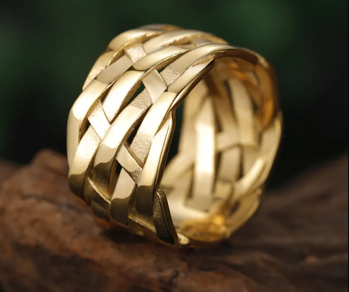 Vintage Weave Stainless Steel Rings