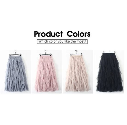 Women's Pleated Multilayered Tulle Skirt