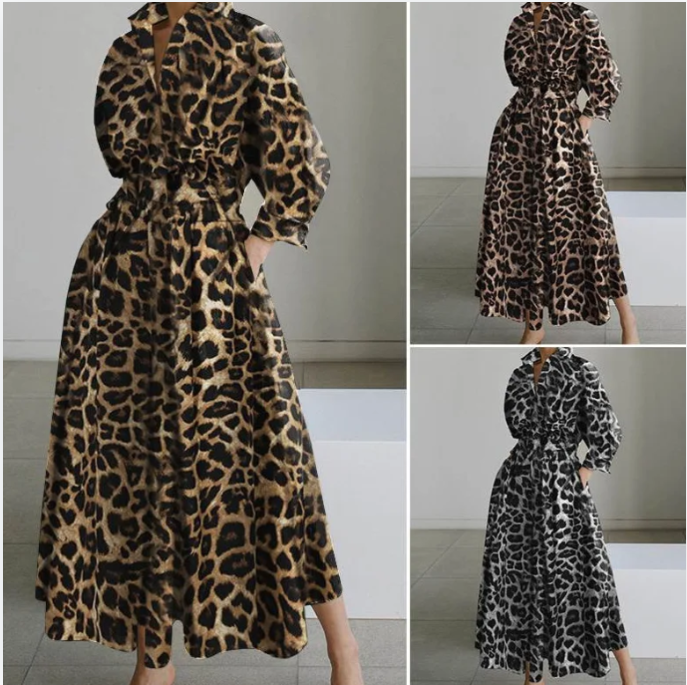 WOLF Long Dress with Notched Lapel. (Modest style dress)