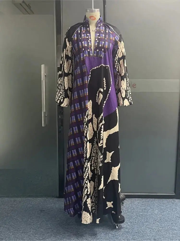 Mixed Print Maxi Dress