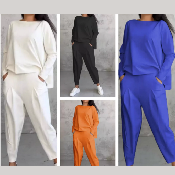 Women's Irregular Design Long-sleeved Sweater Harem Pants Suit