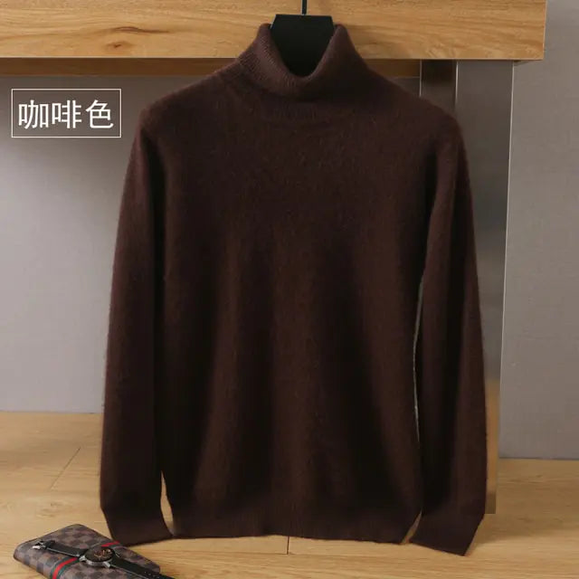 Sweater long sleeves. 100% pure Mink velvet Cashmere Sweater High Lapels Pullovers Knitted Winter