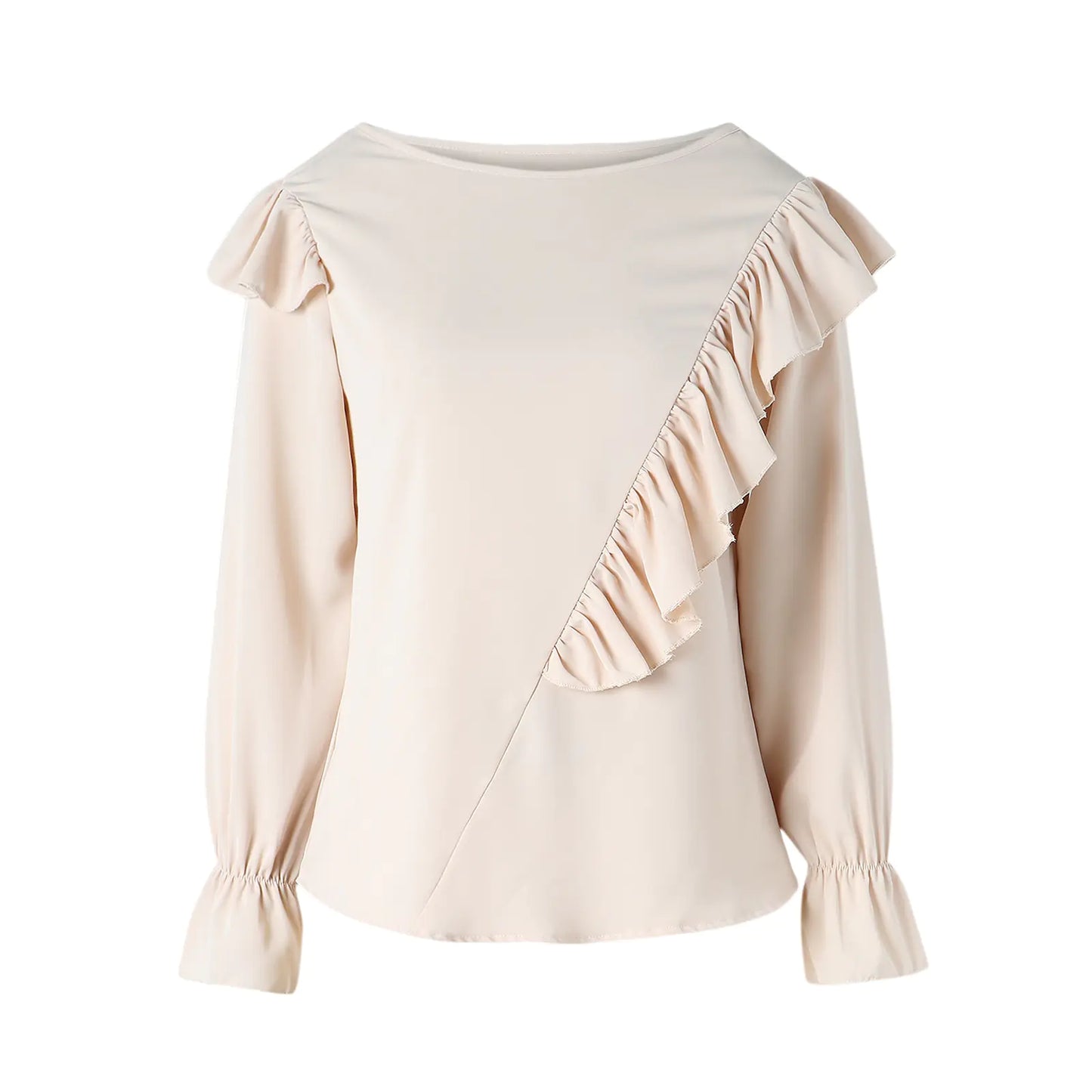 Lady Office Work Ruffles O-Neck Blouse