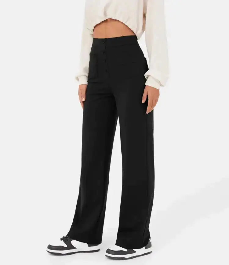 Elastic Relaxed High-Waisted Pants