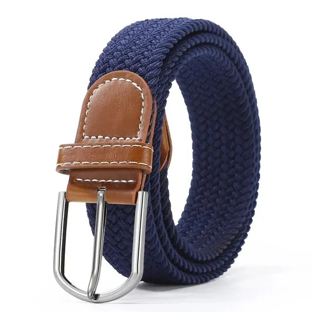 Elastic Leather Belt Alloy Buckle