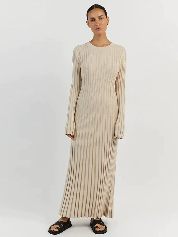 Ribbed Knit Maxi Dress: Elegant Autumn Style (Modest style dress)