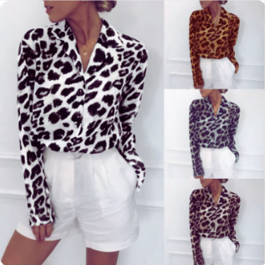 Leopard Print Chiffon Blouse