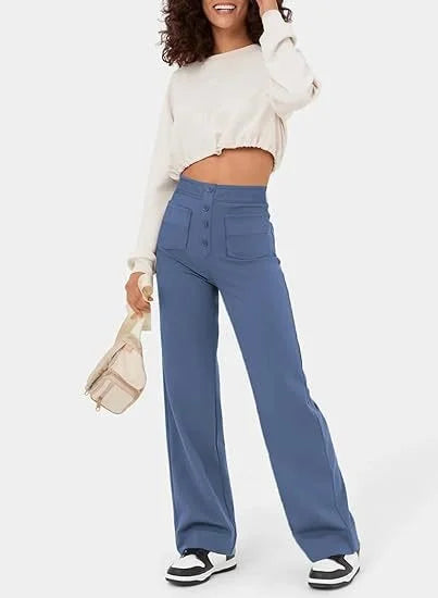 Elastic Relaxed High-Waisted Pants