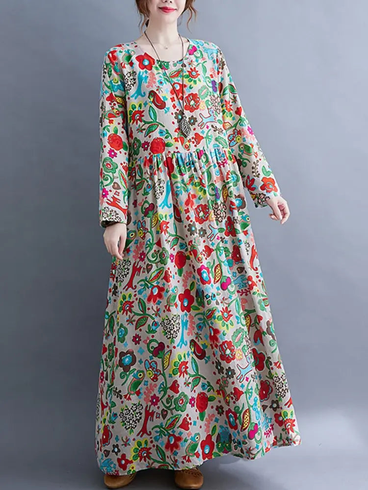 Floral Print Long Sleeve Dresses (Modest style dress)