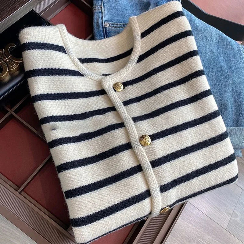 Striped Knitted Cardigan