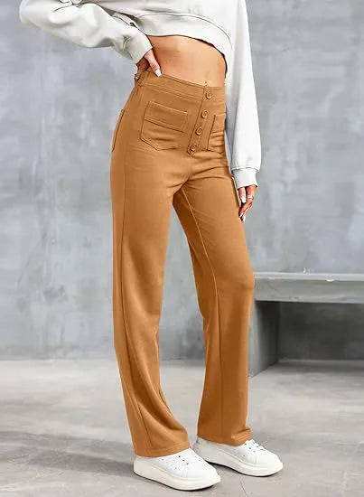 Elastic Relaxed High-Waisted Pants