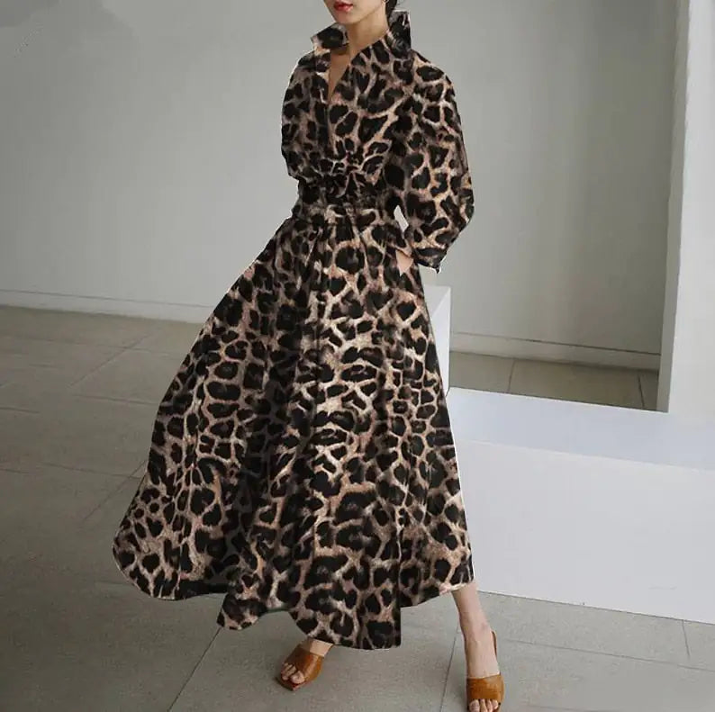 WOLF Long Dress with Notched Lapel. (Modest style dress)