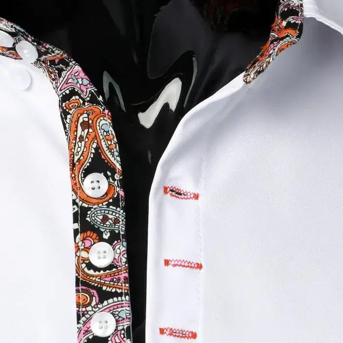 Long sleeve oxford style shirt with colorful details that makes it different