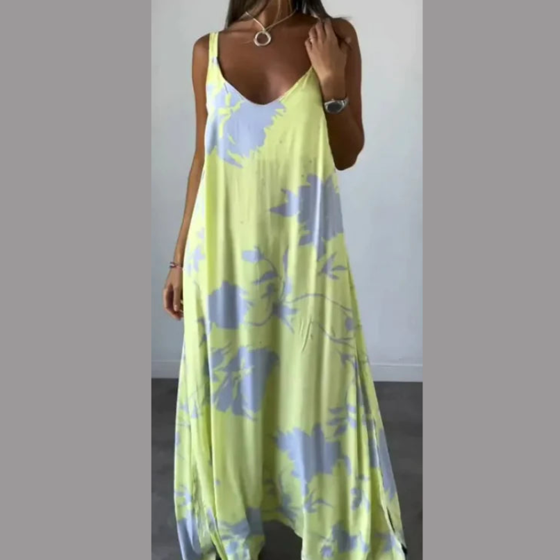 Summer Printed Sling Backless V-neck Dress