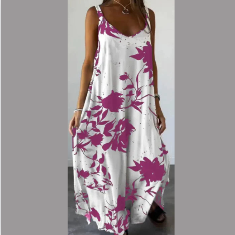 Summer Printed Sling Backless V-neck Dress