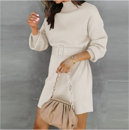 Elegant Turtleneck Sweater with Belt