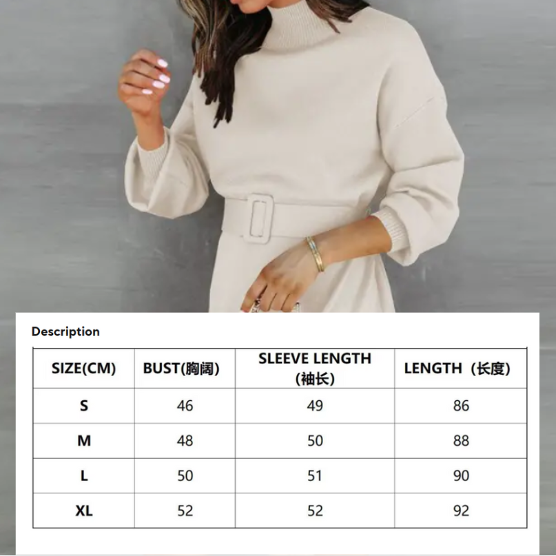 Elegant Turtleneck Sweater with Belt