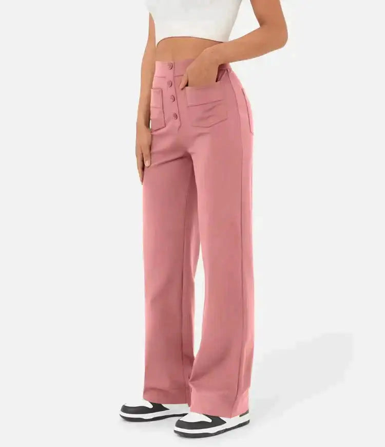 Elastic Relaxed High-Waisted Pants