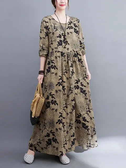 Floral Print Long Sleeve Dresses (Modest style dress)