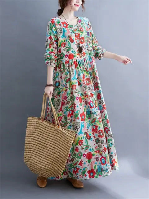 Floral Print Long Sleeve Dresses (Modest style dress)