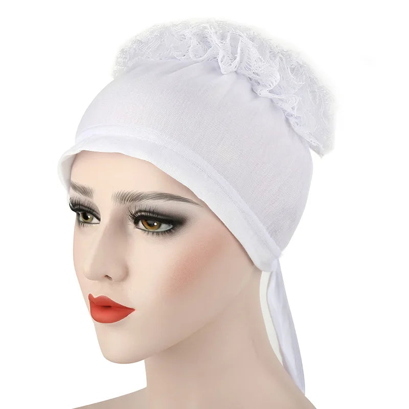 Under Hijab Caps Big Flower Volumizer Scrunchie Muslim Inner Hijab Turbans Islamic Headwear Accessories Female Head Wraps Bonnet