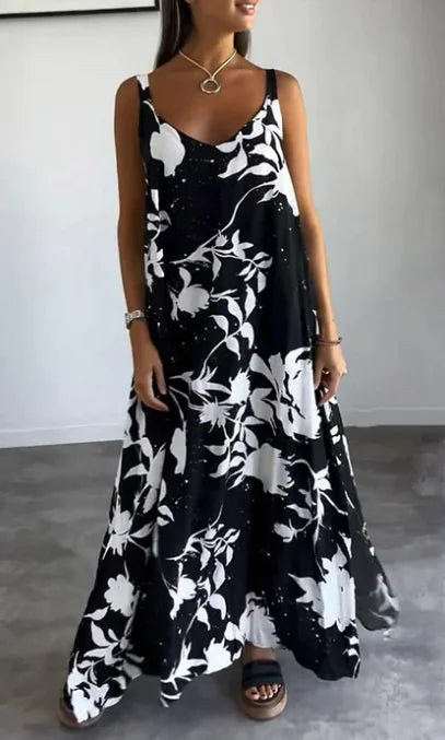 Summer Printed Sling Backless V-neck Dress