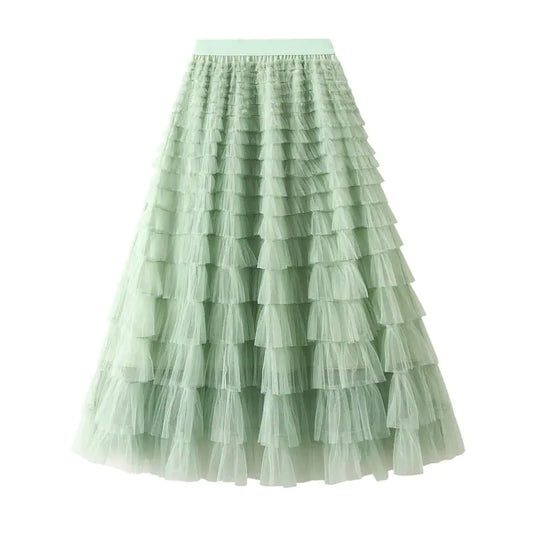 Solid Ball Gown Long Skirt