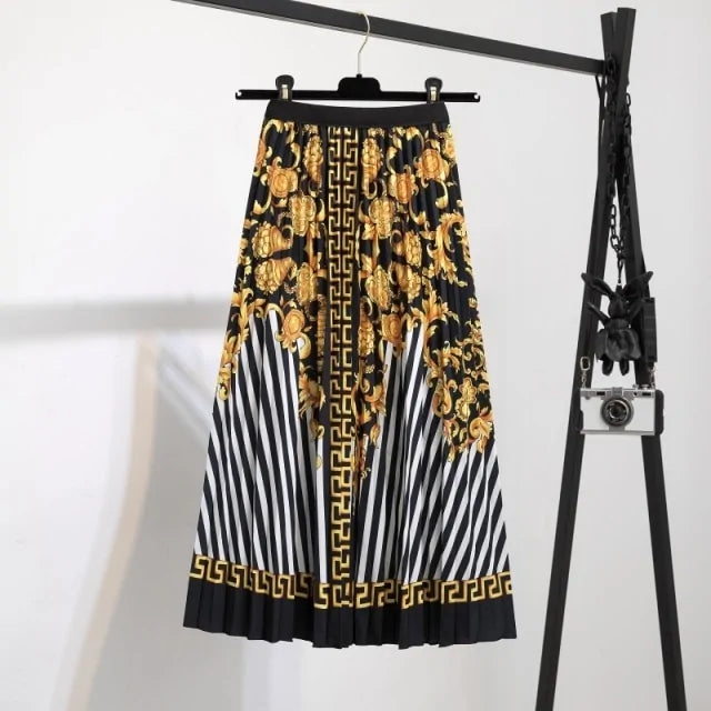 Women's Cartoon Printed Pleated Skirt