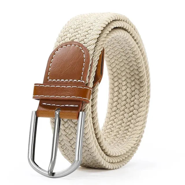 Elastic Leather Belt Alloy Buckle