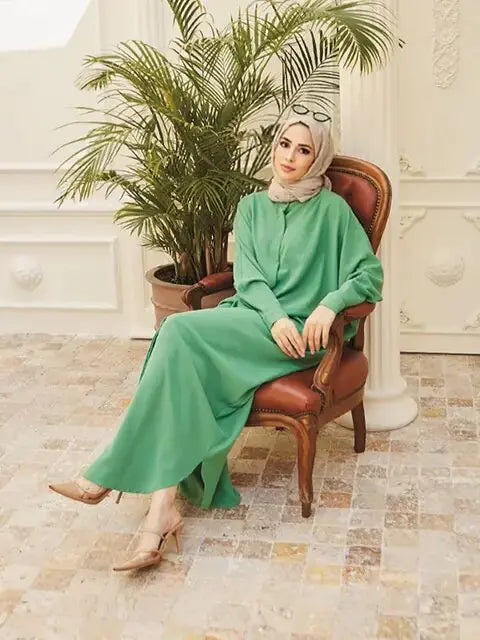 Fashion Single Breasted Muslim Dresses