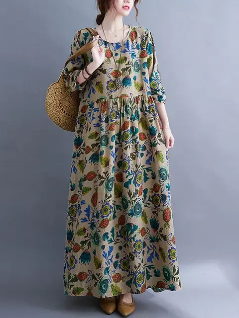 Floral Print Long Sleeve Dresses (Modest style dress)