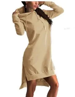 Irregular Hooded Long Sleeve Blouse