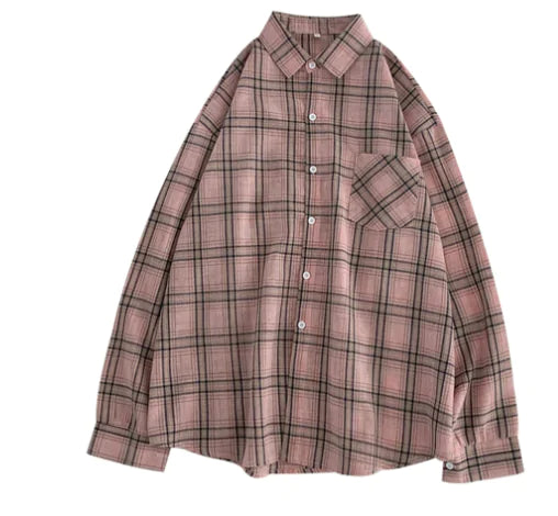 Women Shirt Plaid Female Oversize Blouse