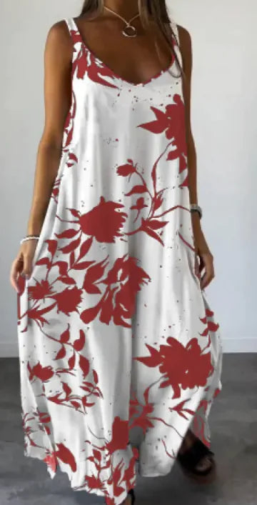 Summer Printed Sling Backless V-neck Dress