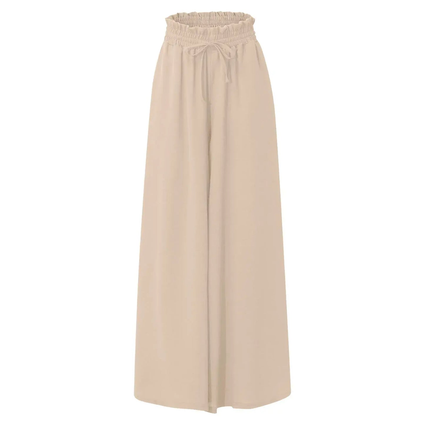 Women's Pants Solid Color Elastic High Waist Wide Leg Trousers