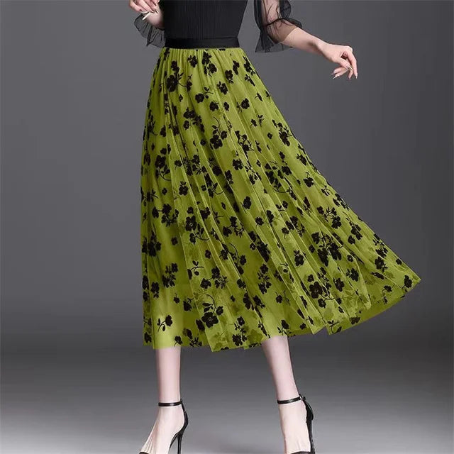 Mesh Floral Skirt For Women.