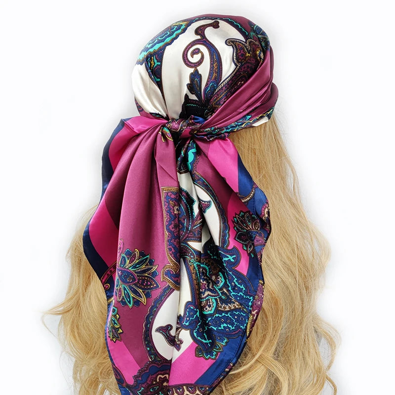 90*90cm Silk Scarf Scarftop Headwraps For Woman