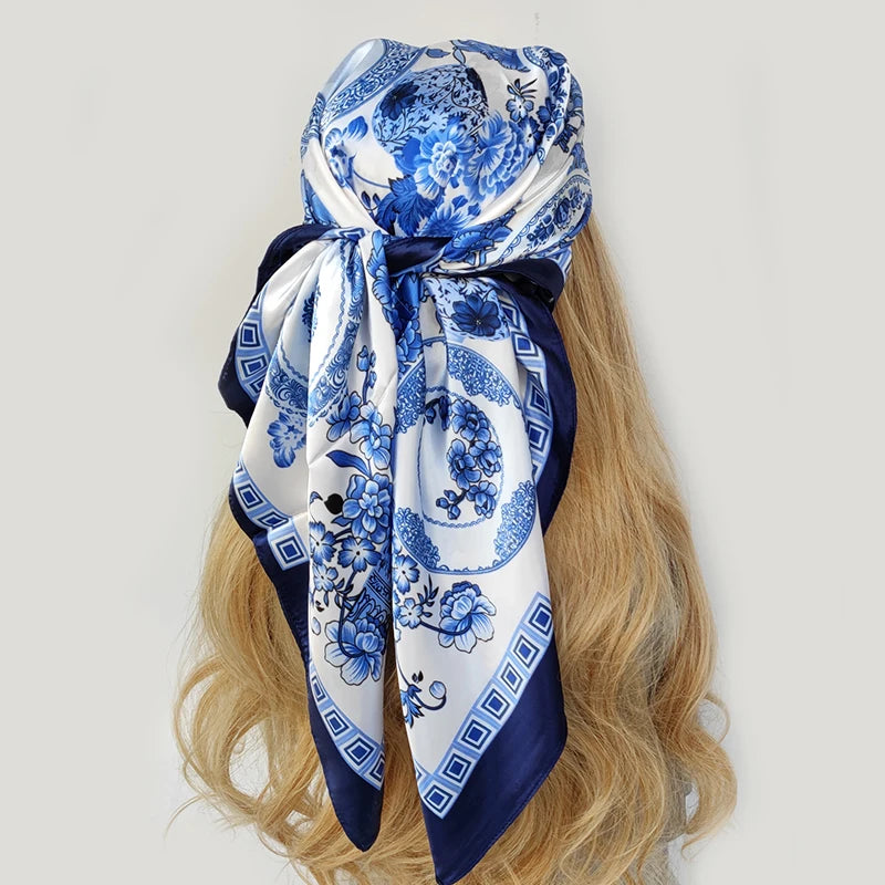 90*90cm Silk Scarf Scarftop Headwraps For Woman