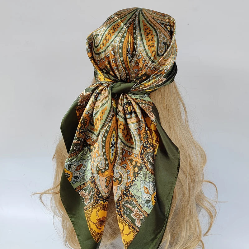 90*90cm Silk Scarf Scarftop Headwraps For Woman