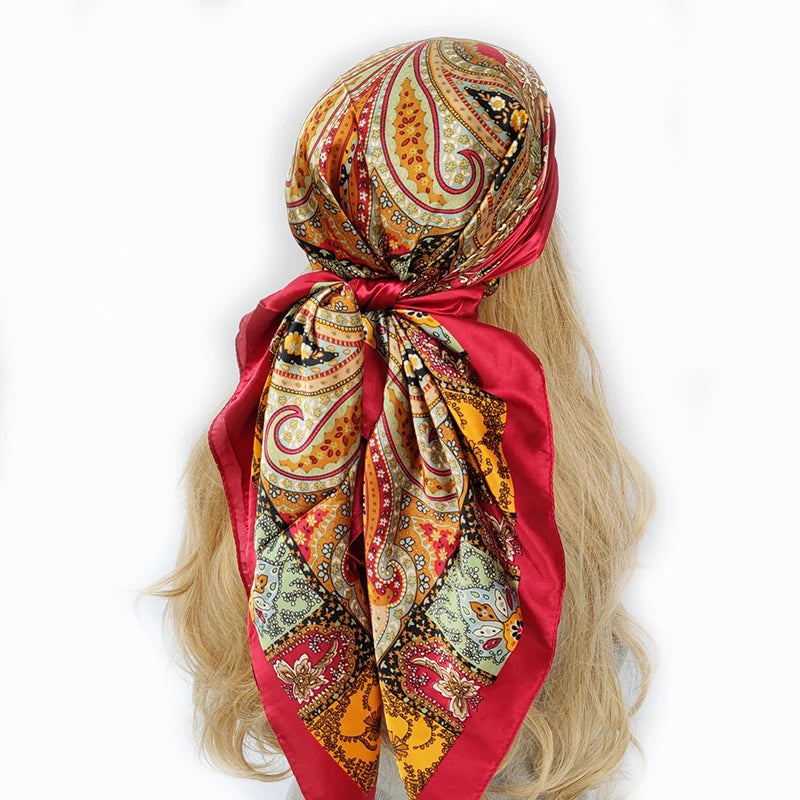 90*90cm Silk Scarf Scarftop Headwraps For Woman