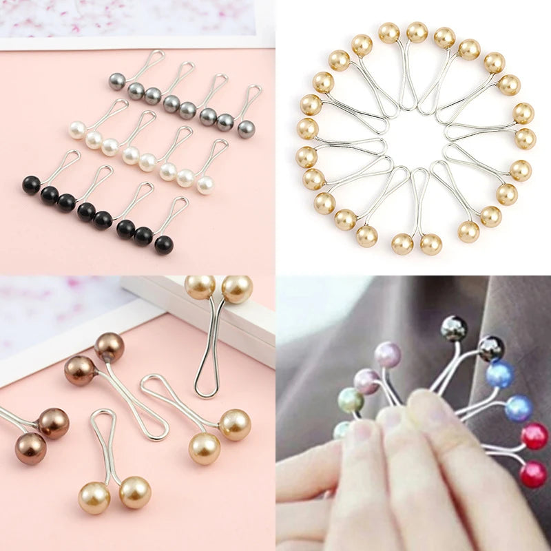 12pcs Lady Muslim Scarf Hijab Clips Pearl Scarf Brooch Pin New Style Simple U-shaped Colorful Pearl Pin Shawl Head Scarf Holder