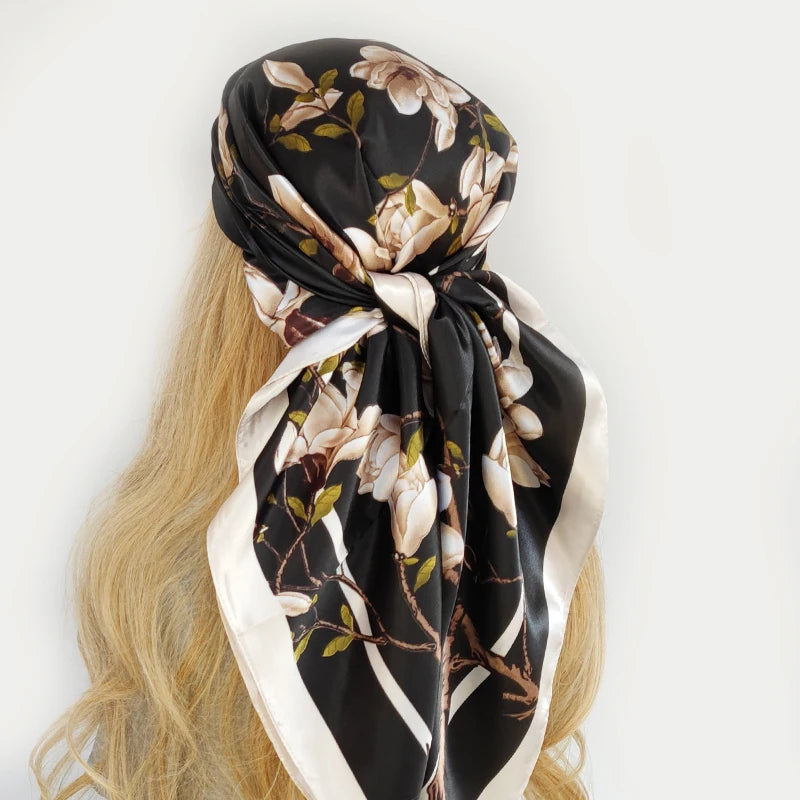 90*90cm Silk Scarf Scarftop Headwraps For Woman