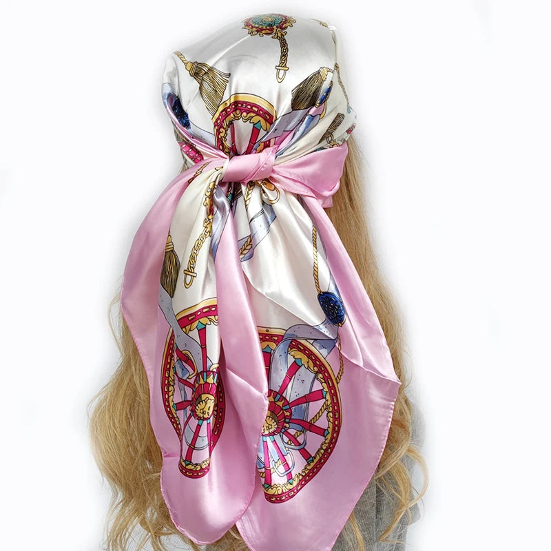 90*90cm Silk Scarf Scarftop Headwraps For Woman