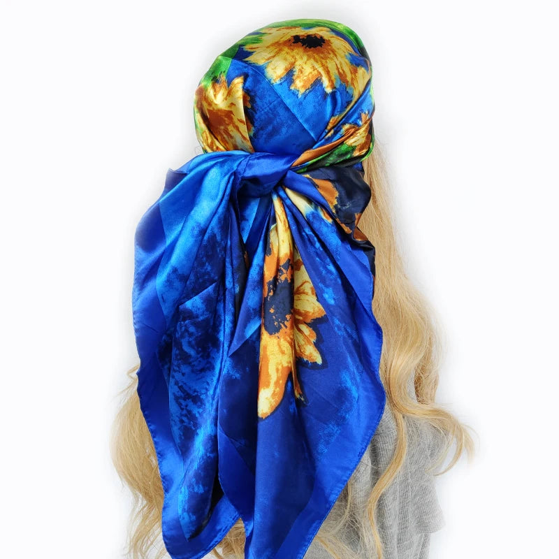 90*90cm Silk Scarf Scarftop Headwraps For Woman