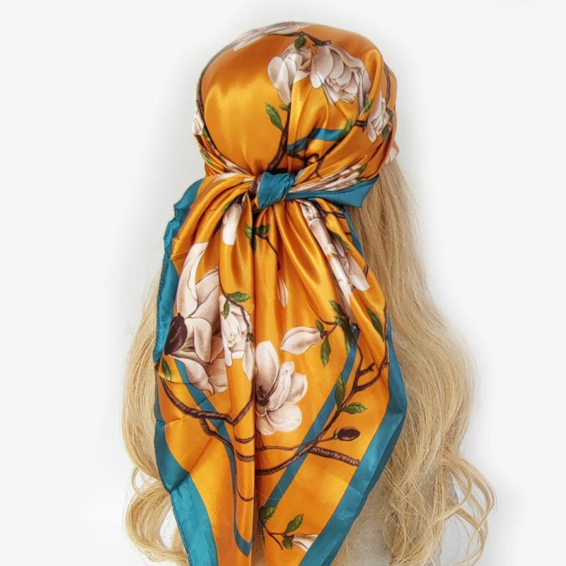 90*90cm Silk Scarf Scarftop Headwraps For Woman